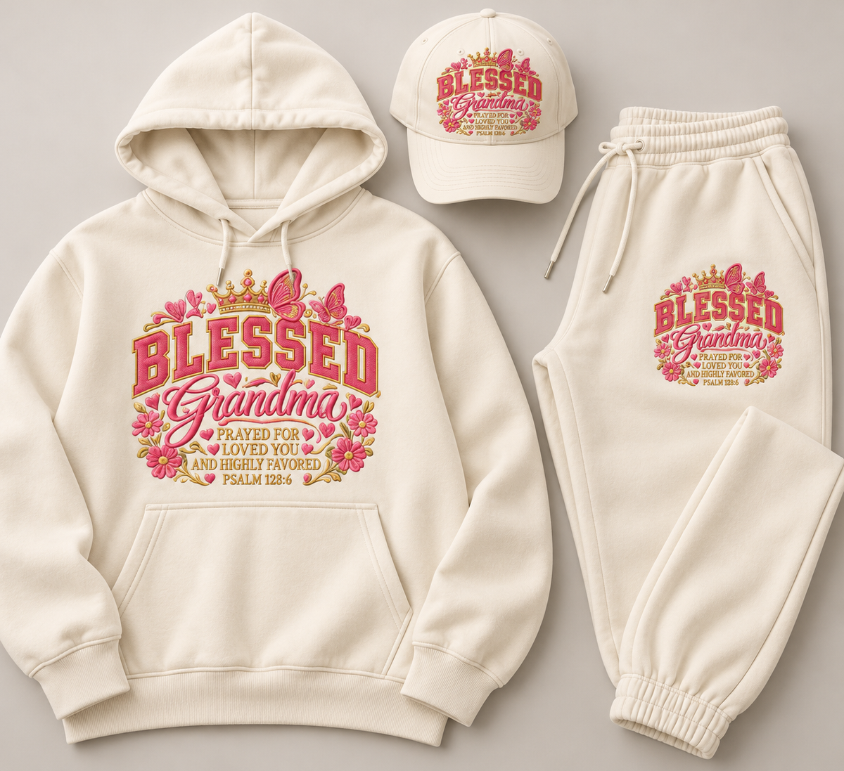 Blessed Grandma | Embroidered Cap - Cream