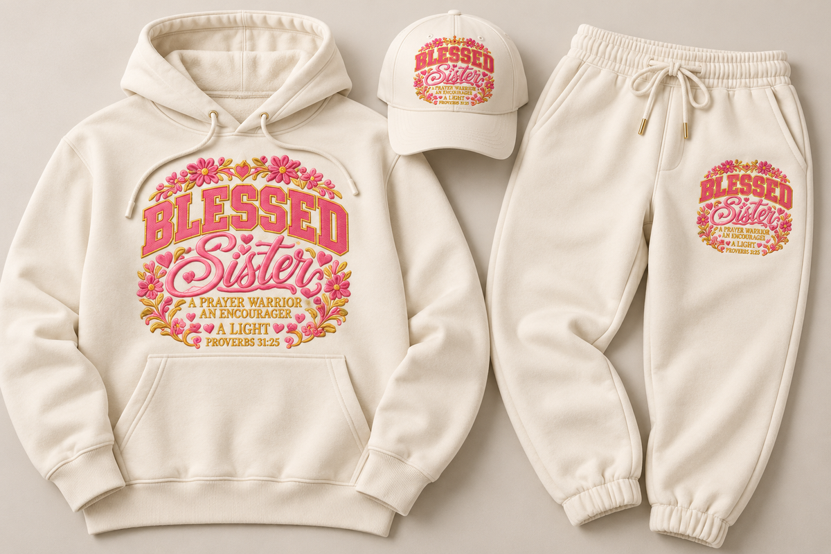 Blessed Sister | Embroidered Joggers - Cream