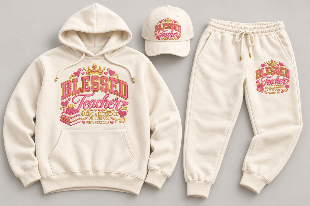 Blessed Teacher | Embroidered Cap - Cream