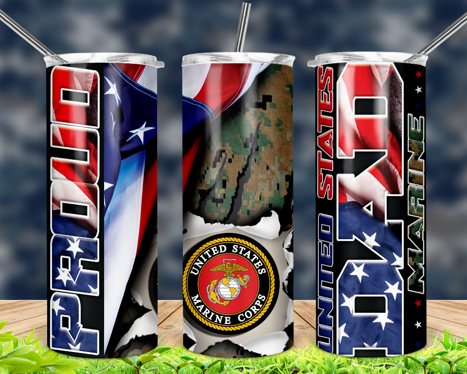 Sublimation Tumbler - Sample Proud Military Dad Tumbler