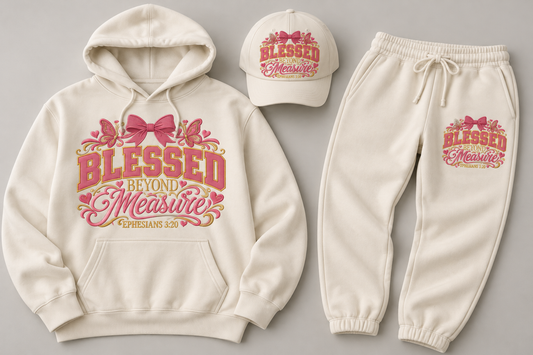 Blessed Beyond Measure 3-Piece Cream Embroidered Set