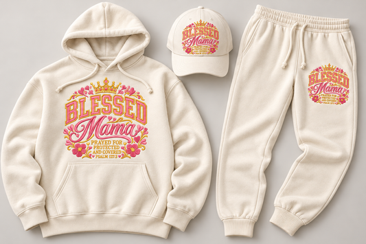 Blessed Mama 3-Piece Cream Embroidered Set