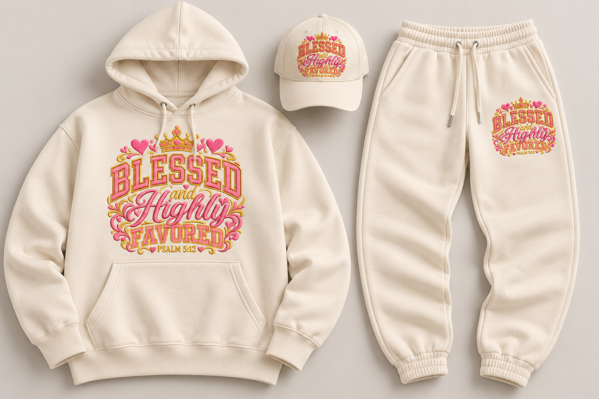Blessed and Highly Favored | Embroidered Cap - Cream