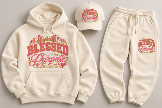 Blessed with Purpose 3-Piece Cream Embroidered Set