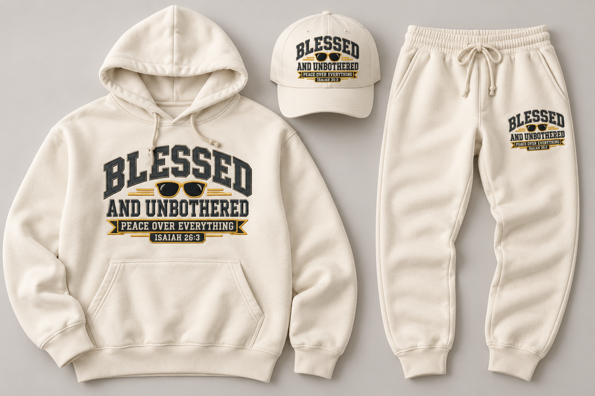 Blessed and Unbothered 3-Piece Cream Embroidered Set