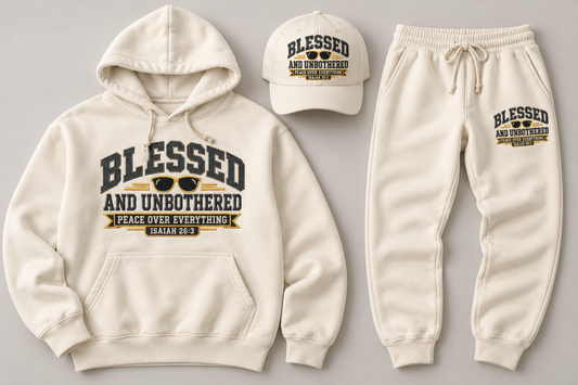 Blessed and Unbothered 3-Piece Cream Embroidered Set