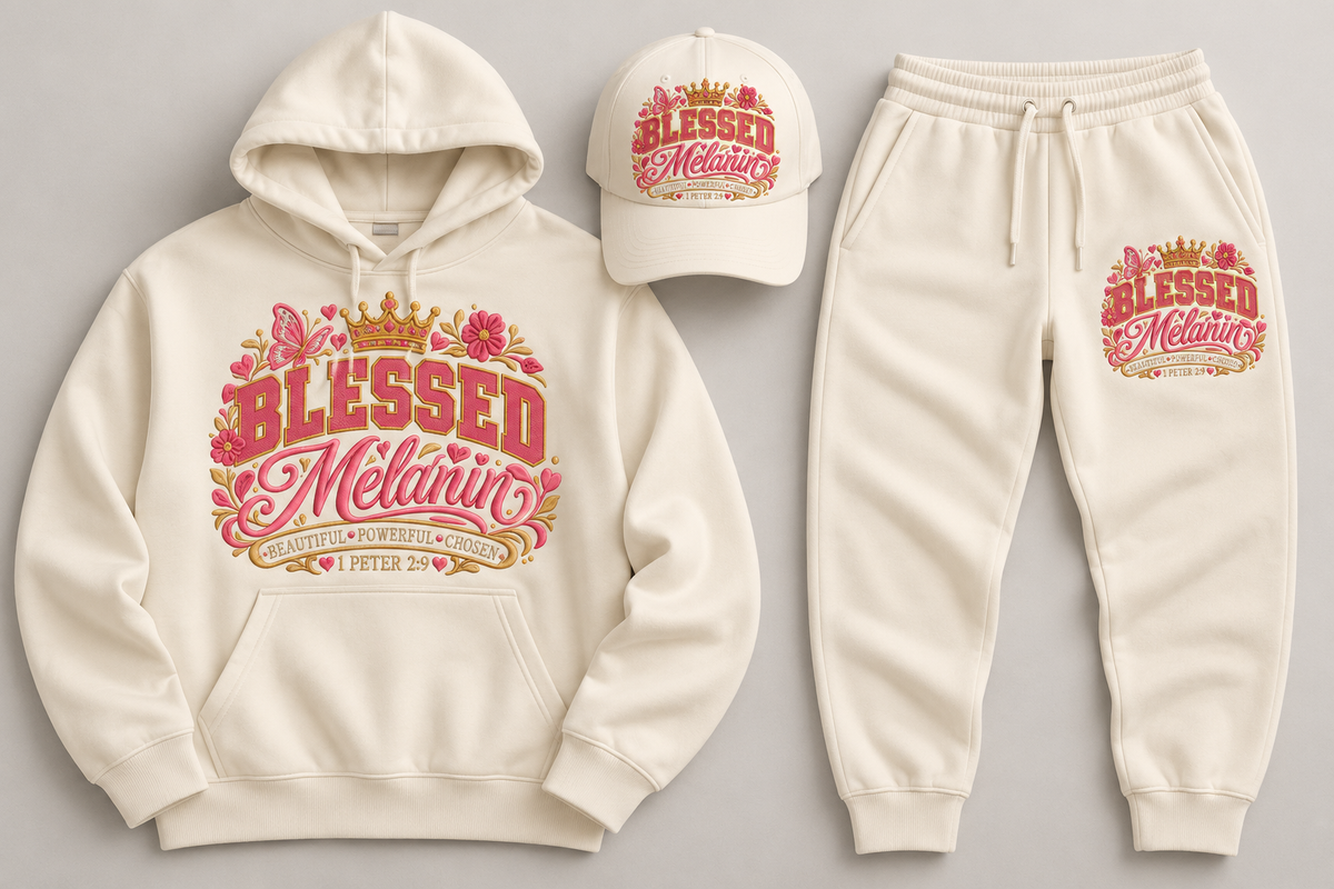Blessed Melanin 3-Piece Cream Embroidered Set