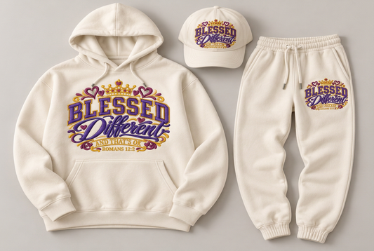 Blessed Different 3-Piece Cream Embroidered Set