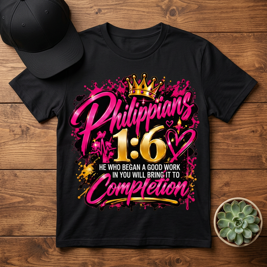 Philippians 1:6 T-shirt mockup