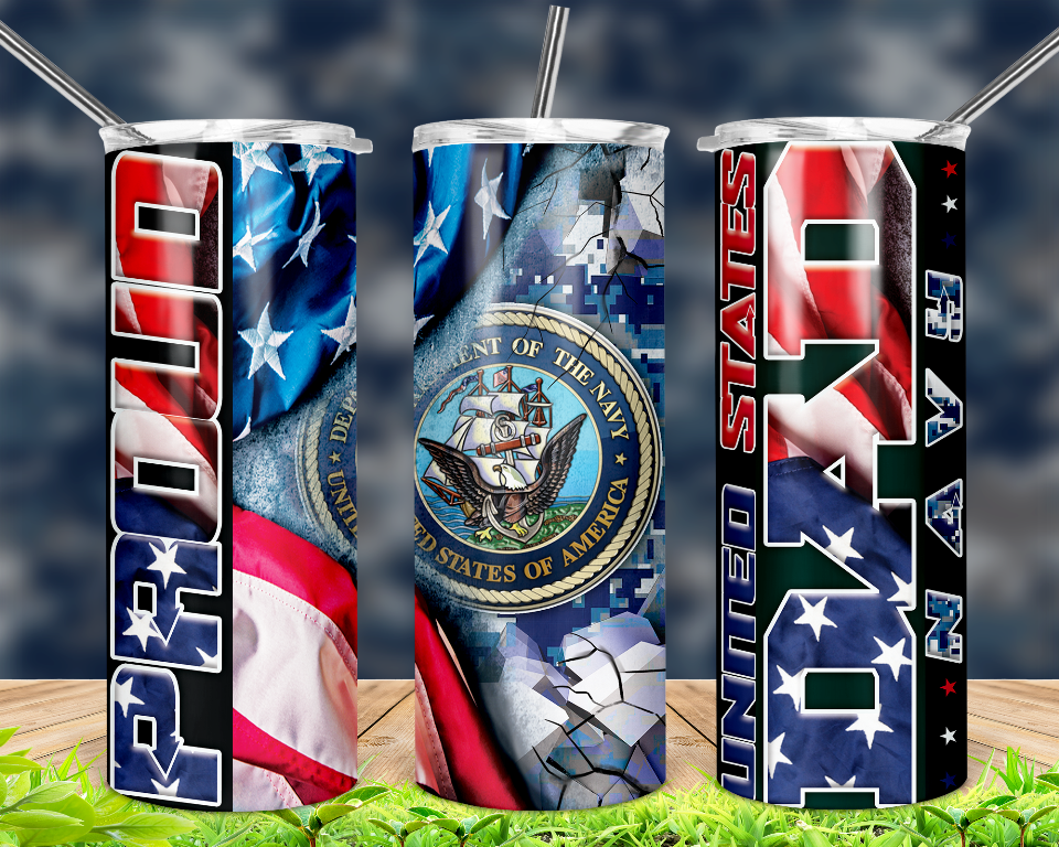 Sublimation Tumbler - Sample Proud Military Dad Tumbler